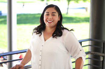 A photo of Phylicia Sanchez outside of Campus Center.