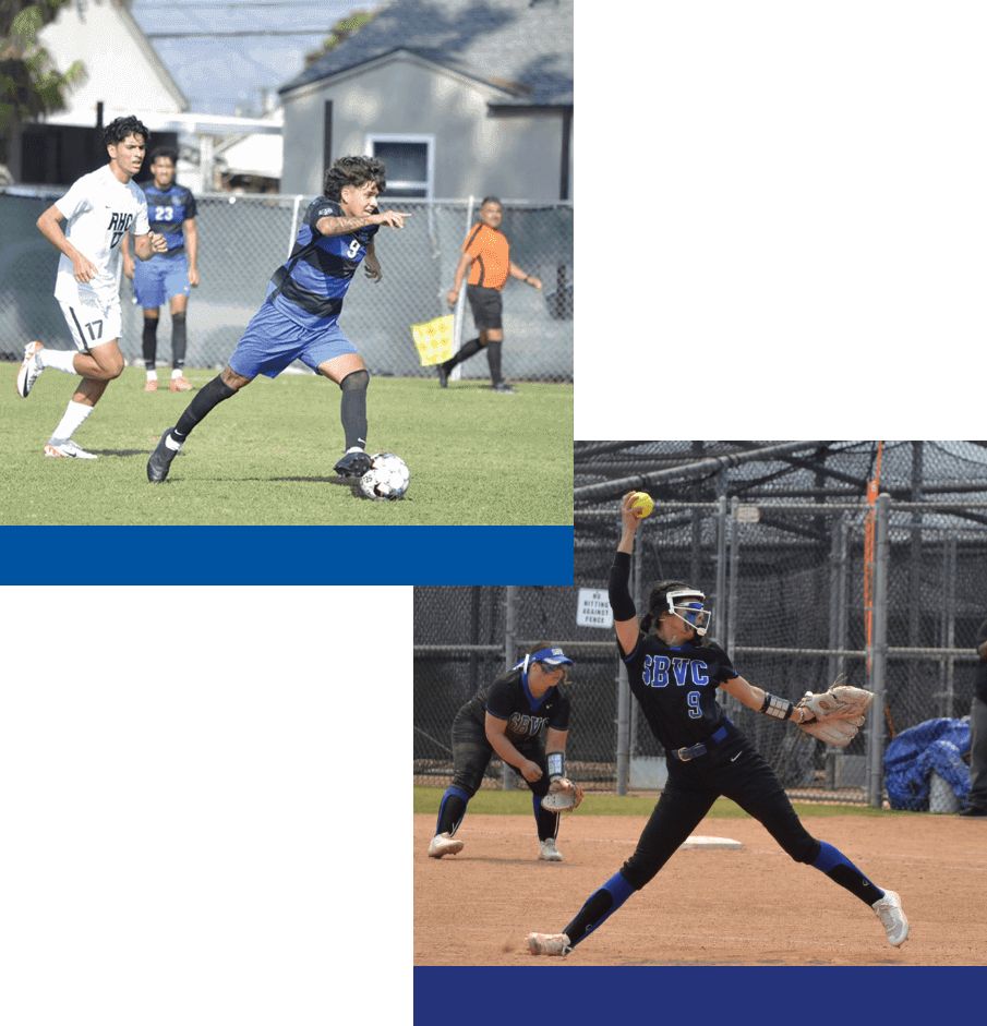 SVC athletes during softball and soccer game.