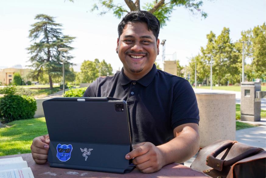 Student using computer